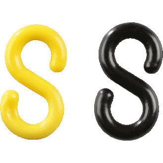 S-Haken, gelb, schwarz, Kunststoff, Ø 8mm, 10/VE (je Farbe 5 Stück)-Beschreibung lesen