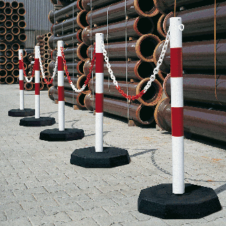 Kettenständer Robust, mit Fußplatte/Pfosten, rot/weiß, ca.1000mm-Beschreibung lesen