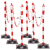 Kettenständer-Set Mobil Medi,6-tlg.,mit Fuß,rot/weiß,Kunststoff,Höhe 900mm