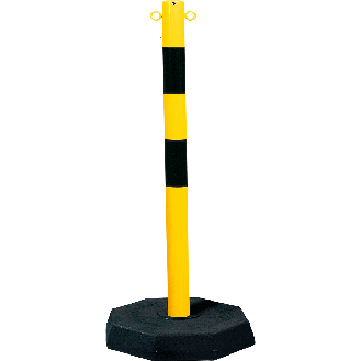 Kettenständer-Set Robust, 6 Pfosten, 10m Stahlkette, gelb/schwarz, 20 S-Haken, Stahl-Beschreibung lesen