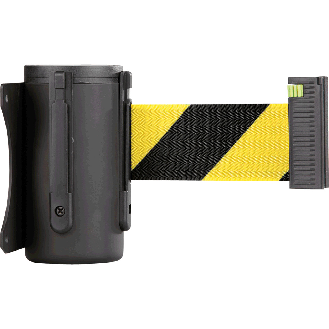 Wandkassette, schwarz, Stahl, Gurt gelb/schwarz, 50mm, 4m-Beschreibung lesen