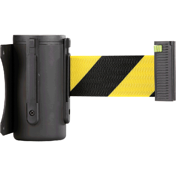 Wandkassette, schwarz, Stahl, Gurt gelb/schwarz, 50mm, 4m Wandkassette, schwarz, Stahl, Gurt gelb/schwarz, 50mm, 4m-Beschreibung lesen