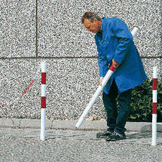 Absperrpfosten Bern, ohne Kettenöse, herausnehmbar, rot/reflektierend-weiß, Ø 60mm, 1400mm-Beschreibung lesen
