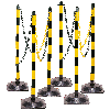 Kettenständer-Set Mobil Medi,6-tlg.,mit Fuß,gelb/schwarz,Kunststoff,H 900mm Kettenständer-Set Mobil Medi,6-tlg.,mit Fuß,gelb/schwarz,Kunststoff,H 900mm