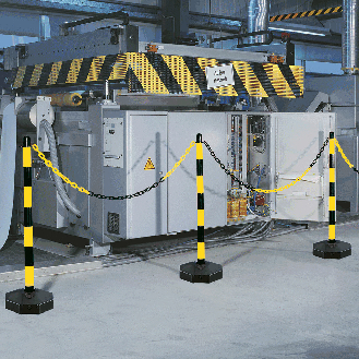 Klapppfostenset, unbefüllt, gelb/schwarz, uv-beständig, H 870mm, Fuß Ø 300mm, 6-tlg-Beschreibung lesen
