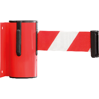Wandkassette, rot, Aluminium, Gurt rot/weiß schraffiert, 50mm, 4m-Beschreibung lesen