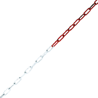 Absperrkette, rot/weiß, Stahl, verzinkt, Ø 6mm, Bundlänge max. 15m-Beschreibung lesen