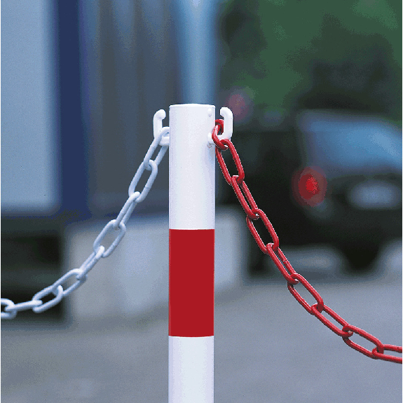 Absperrkette, rot/weiß, Stahl, verzinkt, Ø 6mm, Bundlänge max. 15m Absperrkette, rot/weiß, Stahl, verzinkt, Ø 6mm, Bundlänge max. 15m-Beschreibung lesen
