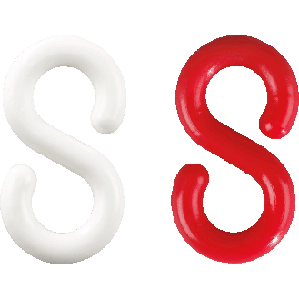 S-Haken, rot, weiß, Kunststoff, Ø 8mm, 10/VE (je Farbe 5 Stück)-Beschreibung lesen
