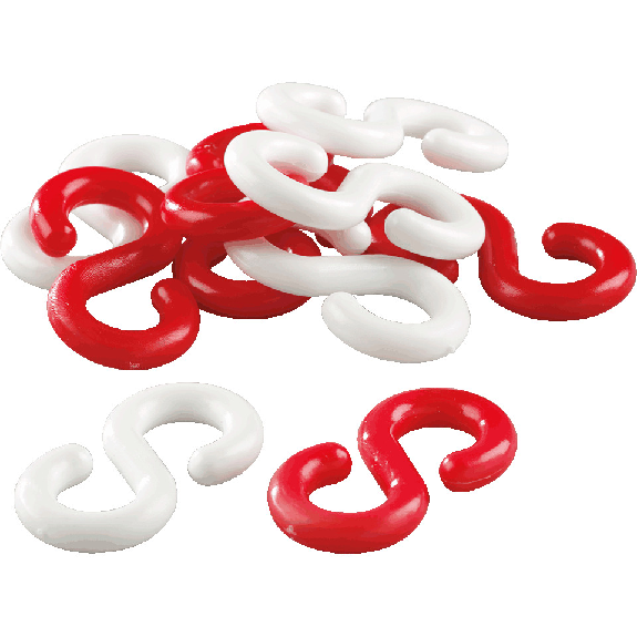 S-Haken, rot, weiß, Kunststoff, Ø 8mm, 10/VE (je Farbe 5 Stück) S-Haken, rot, weiß, Kunststoff, Ø 8mm, 10/VE (je Farbe 5 Stück)-Beschreibung lesen