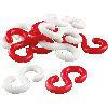 S-Haken, rot, weiß, Kunststoff, Ø 8mm, 10/VE (je Farbe 5 Stück) S-Haken, rot, weiß, Kunststoff, Ø 8mm, 10/VE (je Farbe 5 Stück)