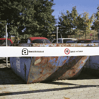 Absperrband Vorsicht Asbest, Zutritt verboten, weiß, 80mm, 250m/Rolle-Beschreibung lesen