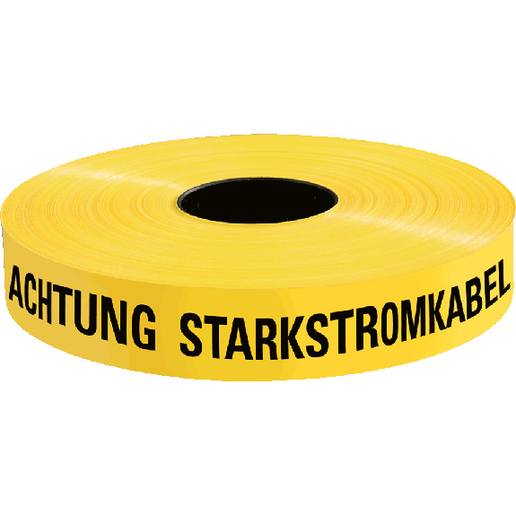 Trassenwarnband Achtung Starkstromkabel, gelb, Polyethylen, 40mm, 250m/Rolle Trassenwarnband Achtung Starkstromkabel, gelb, Polyethylen, 40mm, 250m/Rolle-Beschreibung lesen