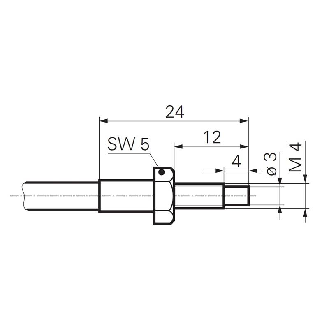 Fibre opt. barrage, verre, tête M4x24mm Pmax=450mm, 0,5m - FSE 050A1006-Lire la description
