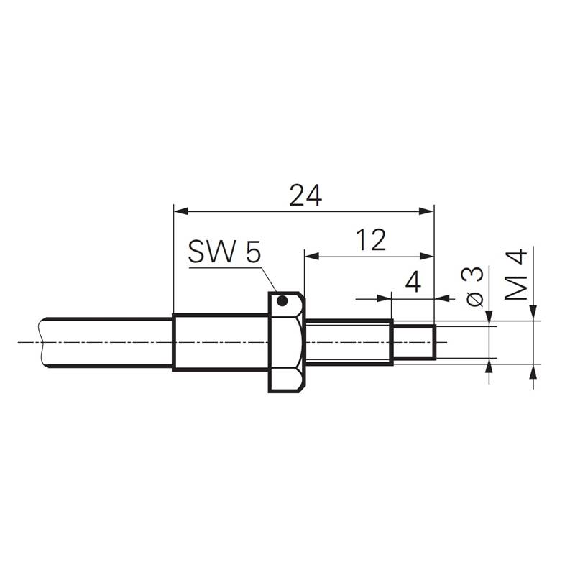Fibre opt. barrage, verre, tête M4x24mm Pmax=450mm, 0,5m - FSE 050A1006-Lire la description