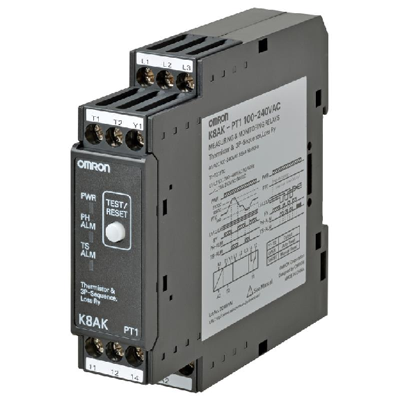 Relais de surveillance de séquence de phases, perte de phase et temp. - K8AK-PT1 100-240VAC-Lire la description