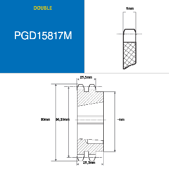 CMW - Pignone con mozzo smontabile 1610 - Doppia dentatura - 10B2 - 17 denti - Passo 15,8 mm-Leggi tutto