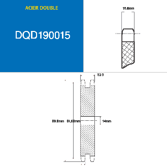 CMW - Vorgebohrte Scheibe - Stahl - Doppelverzahnung - 12B2 - 15 Zähne - 19,05 mm Teilungsperiode mit 14 mm Bohrung.