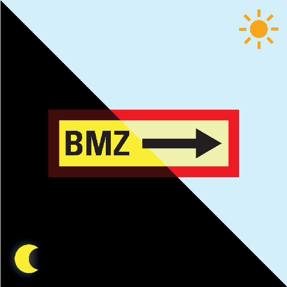PERMALIGHT power langnachleuchtend Feuerwehrschild BMZ rechts, Kunststoff, 297x105mm-Leggi tutto