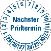 Prüfplakette NP 25-30,weiß/blau,DIN EN 60601-01,Spezialkleber,Ø 30mm,10/Bogen Prüfplakette NP 25-30,weiß/blau,DIN EN 60601-01,Spezialkleber,Ø 30mm,10/Bogen