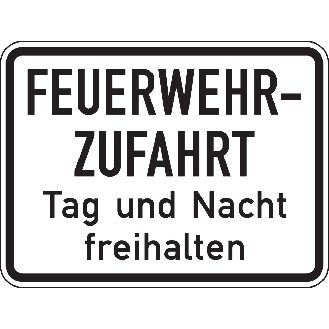 Hinweisschild Feuerwehrzufahrt Tag/Nacht freihalten, Aluminium RA0, reflektierend, 600x450mm, DIN 67520-Beschreibung lesen
