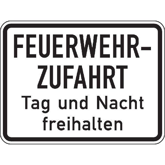 Hinweisschild Feuerwehrzufahrt Tag/Nacht freihalten, Aluminium RA0, reflektierend, 600x450mm, DIN 67520-Beschreibung lesen