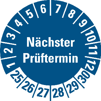 Prüfplakette NP 25-30,blau,Dokumentenfolie,fälschungssicher,Ø 30mm,500/Rolle-Beschreibung lesen