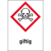 Gefahrensymbol Totenkopf mit gekreuzten Knochen GHS 06, giftig, Folie, 37x26mm, 12/Bogen, GHS-Verordnung