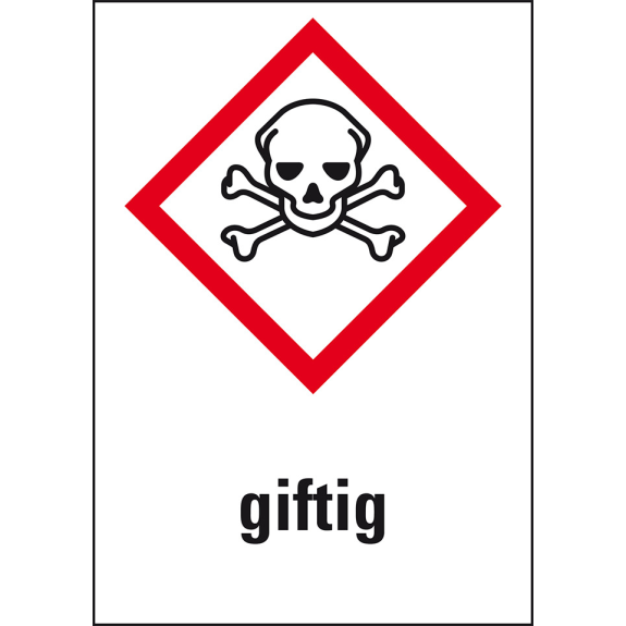 Gefahrensymbol Totenkopf mit gekreuzten Knochen GHS 06, giftig, Folie, 37x26mm, 12/Bogen, GHS-Verordnung Gefahrensymbol Totenkopf mit gekreuzten Knochen GHS 06, giftig, Folie, 37x26mm, 12/Bogen, GHS-Verordnung-Beschreibung lesen