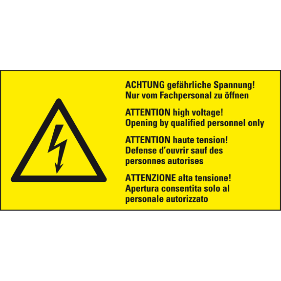 Warn-Kombischild ACHTUNG...Nur vom Fachpersonal, RoHS konform, 4-spr., Folie, 74x37mm-Beschreibung lesen