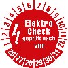 Prüfplakette Elektro-Check nach VDE,26-31,rot,Folie,selbstkl.,Ø 20mm,10/Bogen