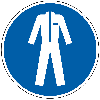 Gebotsschild Schutzkleidung benutzen, Folie, selbstklebend, Ø 100mm, ASR A1.3, DIN EN ISO 7010 M010