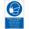 Gebots-Kombi Zutritt nur mit Maske!,6-spr.(DE,EN,TR,RU,AR,FA),Folie,300x200mm