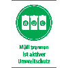 Hinweisschild Müll trennen ist aktiver Umweltschutz, Cellulose-Folie, 200x300mm Hinweisschild Müll trennen ist aktiver Umweltschutz, Cellulose-Folie, 200x300mm
