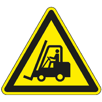 Warnschild Warnung vor Flurförderzeugen, Aluminium, SL 200mm, ASR A1.3, DIN EN ISO 7010 W014-Beschreibung lesen