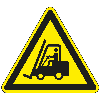 Warnschild Warnung vor Flurförderzeugen, Aluminium, SL 200mm, ASR A1.3, DIN EN ISO 7010 W014