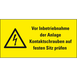 Warn-Kombischild Vor Inbetriebnahme der Anlage, RoHS konform, Folie, 37x74mm-Beschreibung lesen