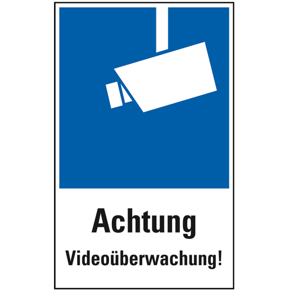 Hinweis-Kombischild Achtung Videoüberwachung!, Folie, selbstklebend, 200x300mm-Beschreibung lesen
