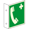 PERMALIGHT plus langnachleuchtend Rettungs-Fahnenschild Notruftelefon, doppelseitig, Kunststoff, 200x200mm