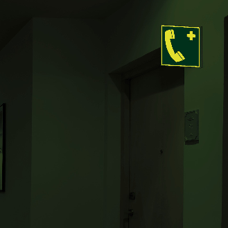 PERMALIGHT plus langnachleuchtend Rettungs-Fahnenschild Notruftelefon, doppelseitig, Kunststoff, 200x200mm-Beschreibung lesen