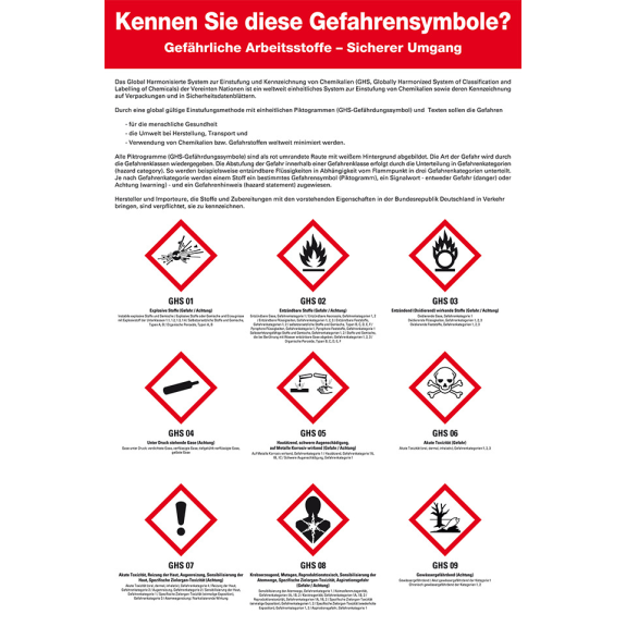 Schulungstafel Gefährliche Arbeitsstoffe, Symbole gemäß CLP, Kunststoff, 400x600mm Schulungstafel Gefährliche Arbeitsstoffe, Symbole gemäß CLP, Kunststoff, 400x600mm-Beschreibung lesen