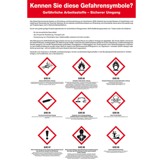 Schulungstafel Gefährliche Arbeitsstoffe, Symbole gemäß CLP, Kunststoff, 400x600mm-Beschreibung lesen