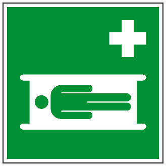 Rettungszeichen Krankentrage, Folie, selbstklebend, 200x200mm, ASR A1.3, DIN EN ISO 7010 E013-Beschreibung lesen