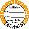 Prüfplakette kalibriert,nä.Kalibriert.,26-29,weiß/orange,Folie,Ø 40mm,10/Bogen