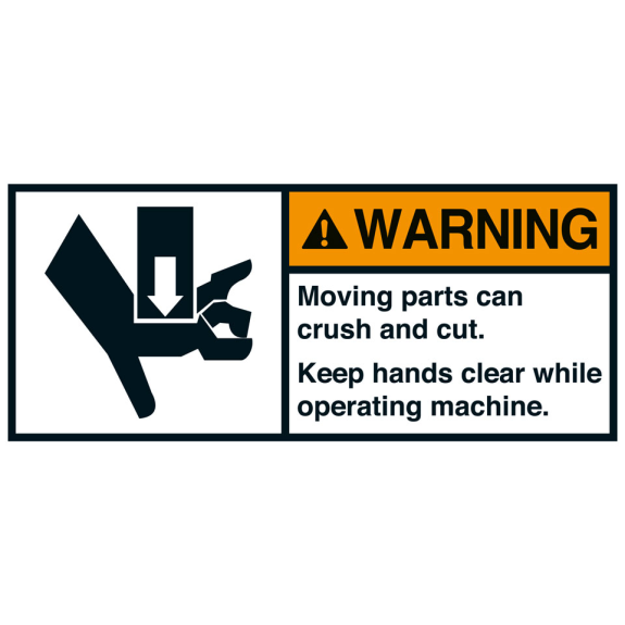 ANSI-Aufkleber WARNING Moving parts,UL anerk.,Folie,35x80mm,2/Bogen-Beschreibung lesen