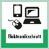 Abfallkennzeichen Elektronikschrott, mit Symbol und Text, Kunststoff, 200x200mm Abfallkennzeichen Elektronikschrott, mit Symbol und Text, Kunststoff, 200x200mm