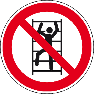Verbotsschild Besteigen verboten, ASR/ISO, Aluminium, Ø 200mm-Beschreibung lesen
