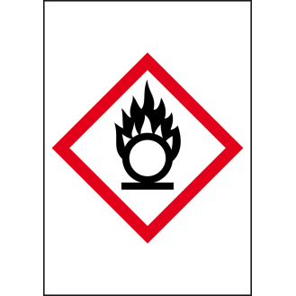 Gefahrensymbol Flamme über Kreis GHS 03, Folie, selbstklebend, 12x17mm, 10/Bogen, GHS-Verordnung-Beschreibung lesen