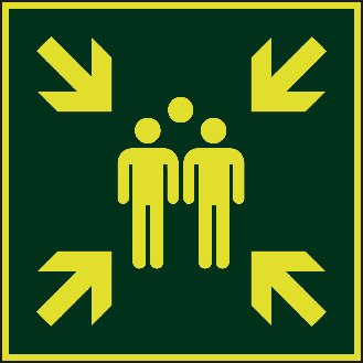 PERMALIGHT power langnachleuchtend Rettungszeichen Sammelstelle, ASR/ISO, Aluminium, vorgebohrt, 400x400mm-Beschreibung lesen