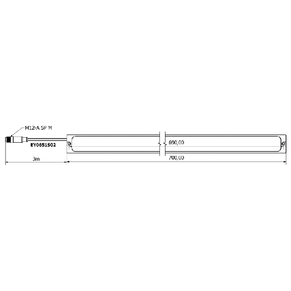 Lampe linéaire 700mm LED RGBW 120° 6500K 33W 24VDC IP68 M12 5P+C3m - EY0651S02-Lire la description